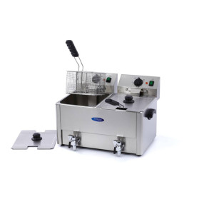 Friteuză - 2 x 8 L - 2 Coșuri - cu Robinet de Scurgere